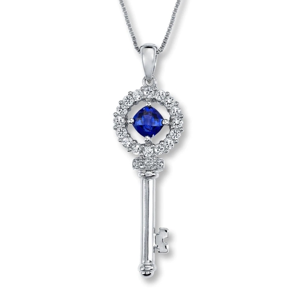 Kay Jewelers Jewelry - Diamond and sapphire key necklace by kay jewelers